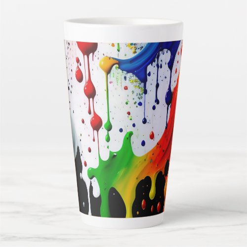 Colorful Neon  3d Paint Drips Splatter   Latte Mug