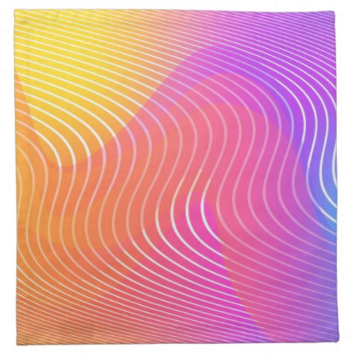 Colorful Neon Abstract Geometric Waves Stripes  Cloth Napkin