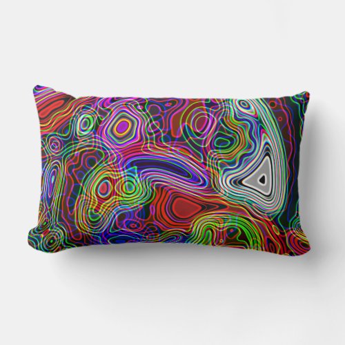 Colorful Neon Abstract Rainbow  Lumbar Pillow
