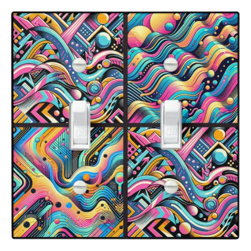Colorful Neon Bright Abstract 90s Pattern Print Light Switch Cover