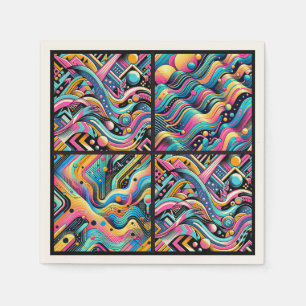 Colorful Neon Bright Abstract 90's Pattern Print Napkins