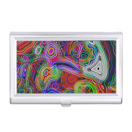 Colorful Neon Bright Abstract Pattern Business Card Case