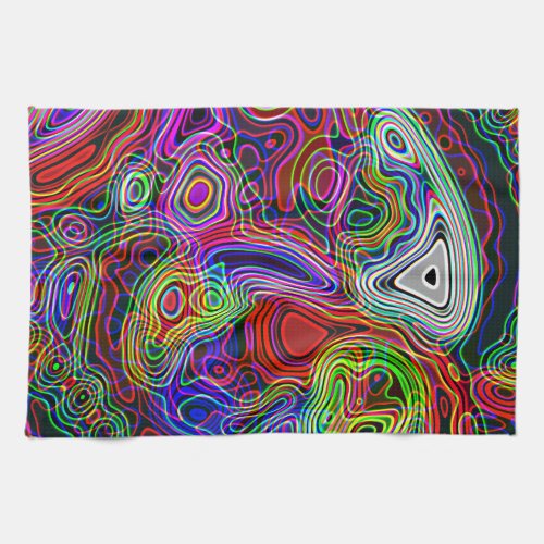 Colorful Neon Bright Rainbow Pattern Kitchen Towel