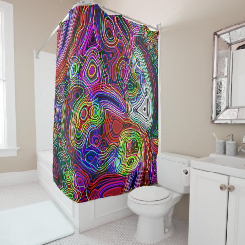 Colorful Neon Bright Rainbow Shower Curtain