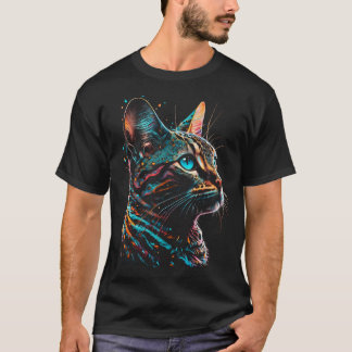 Colorful Neon Cat Artwork T-Shirt