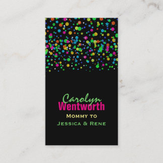 Colorful Neon Confetti Mommy Networking Card