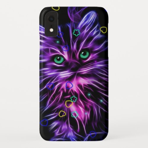 colorful neon cute cat iPhone XR case