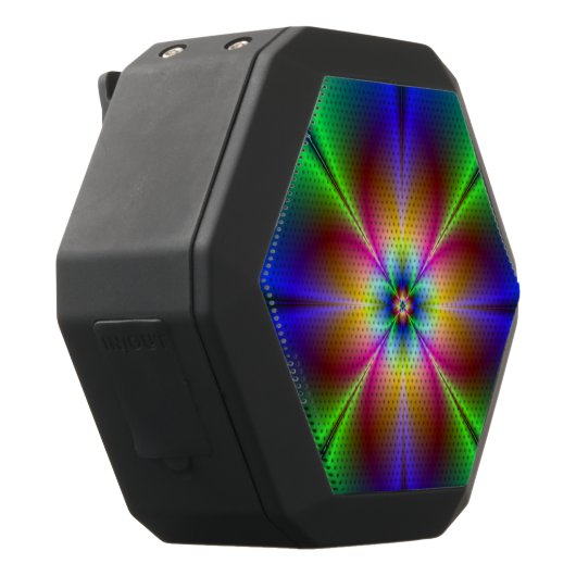 Colorful Neon Daisy Black Bluetooth Speaker (Right)