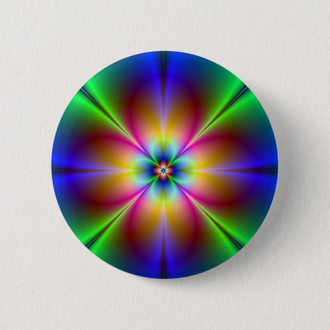 Colorful Neon Daisy  Button (Front)