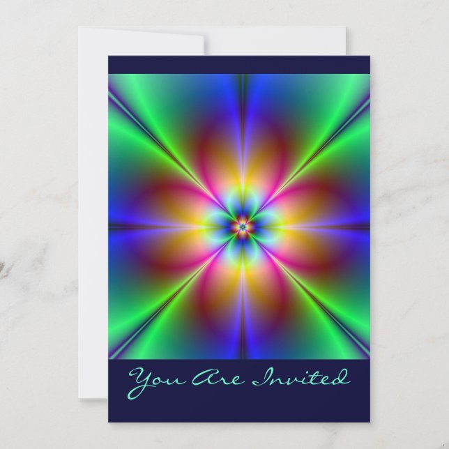 Colorful Neon Daisy Invitation (Front)