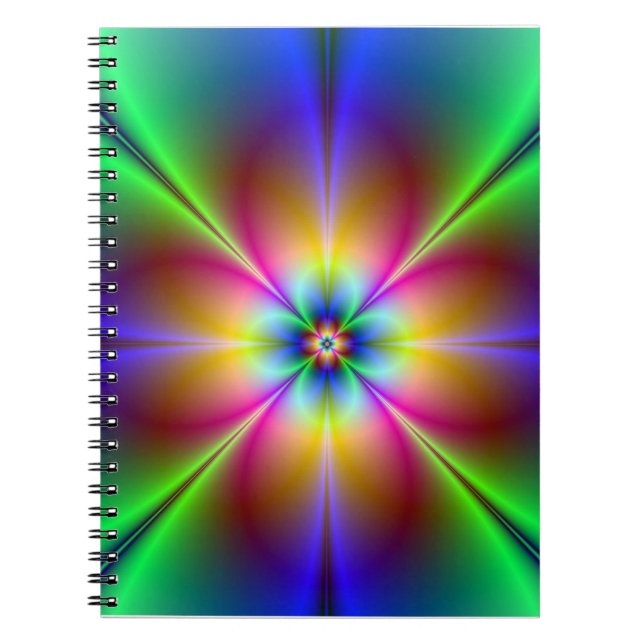 Colorful Neon Daisy Notebook (Front)