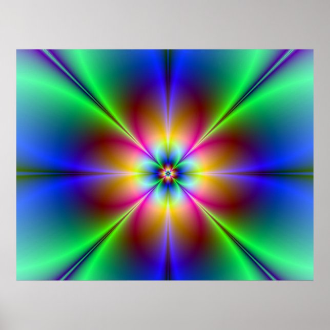 Colorful Neon Daisy Poster (Front)