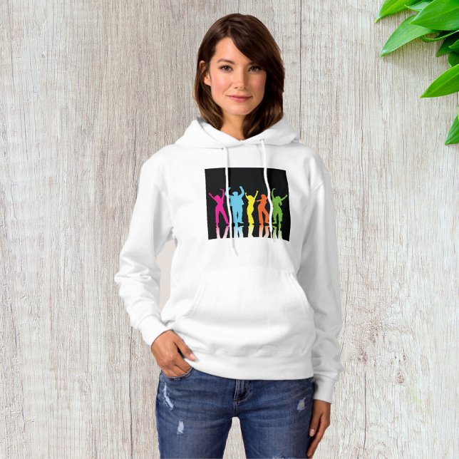 Colorful Neon Dancing Silhouettes Retro Party Hoodie (Creator Uploaded)