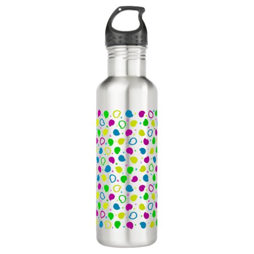 Colorful neon dots and shapes retro pattern stainless steel water bottle