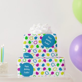 Colorful neon dots and shapes retro pattern