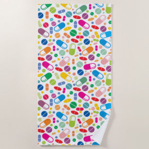 Colorful Neon Drug Pattern Beach Towel
