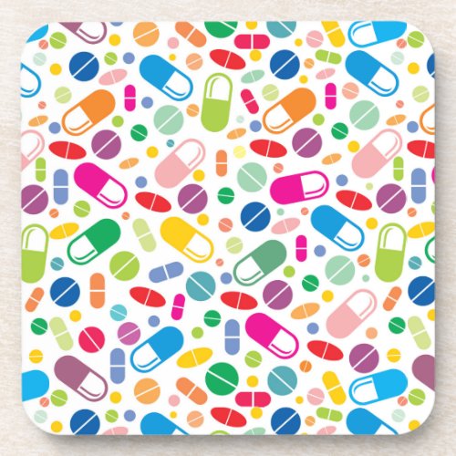 Colorful Neon Drug Pattern Beverage Coaster