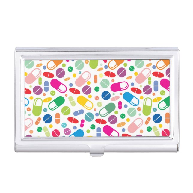 Colorful Neon Drug Pattern Business Card Case (Front)
