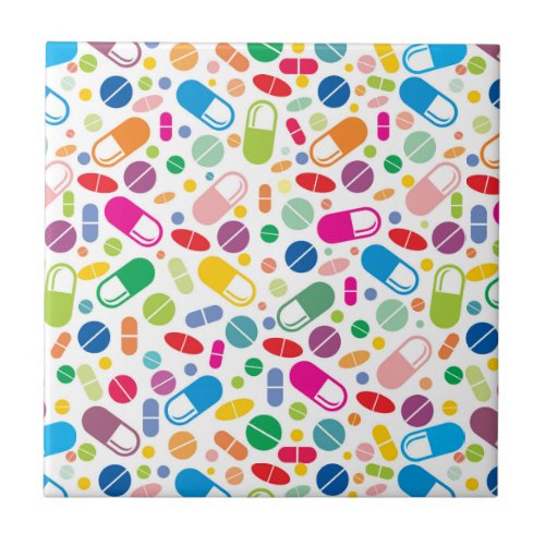 Colorful Neon Drug Pattern Ceramic Tile