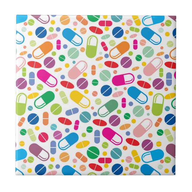 Colorful Neon Drug Pattern Ceramic Tile (Front)