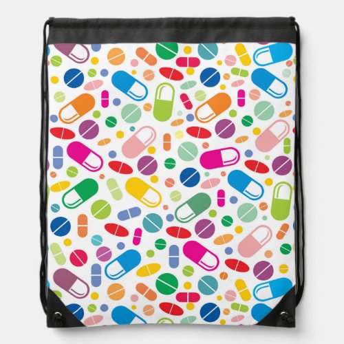 Colorful Neon Drug Pattern Drawstring Bag