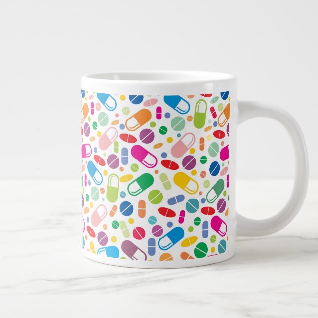 Colorful Neon Drug Pattern Giant Coffee Mug (Right)
