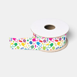 Colorful Neon Drug Pattern Grosgrain Ribbon