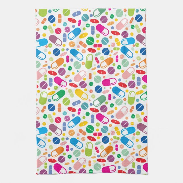 Colorful Neon Drug Pattern Kitchen Towel (Vertical)