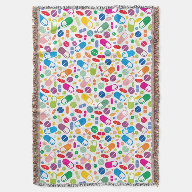 Colorful Neon Drug Pattern Throw Blanket (Front Vertical)