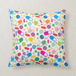 Colorful Neon Drug Pattern Throw Pillow
