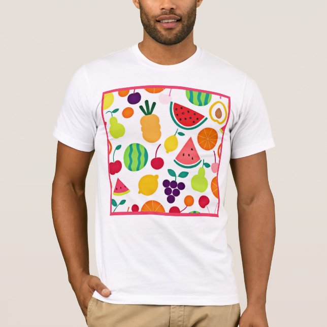 Colorful Neon Fruit Fiesta T-Shirt (Front)