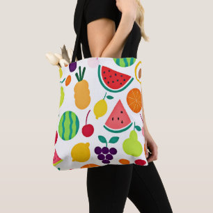Colorful Neon Fruit Fiesta Tote Bag