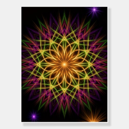 Colorful Neon Geometric Mandala Vibrant Spiritual Foam Board