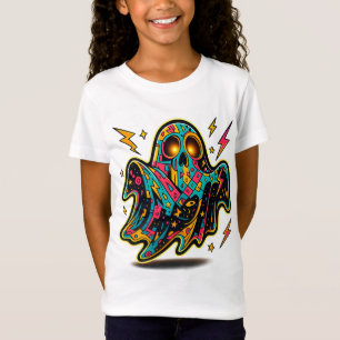 Colorful Neon Ghost Girls’ Halloween T-Shirt