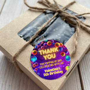 Colorful Neon Glow Bubble Birthday Party Thank You Classic Round Sticker