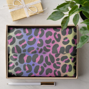 Colorful Neon Gradient Leopard Print Tissue Paper