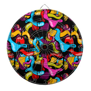 Colorful Neon Graffiti Hip Hop Street Art Dart Board