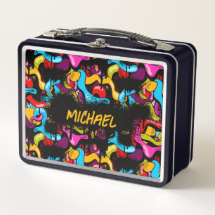 Colorful Neon Graffiti Hip Hop Street Art Kids Metal Lunch Box