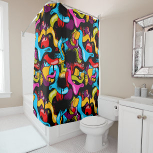 Colorful Neon Graffiti Hip Hop Street Art Shower Curtain