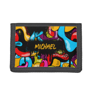Colorful Neon Graffiti Hip Hop Street Art Tri-fold Wallet