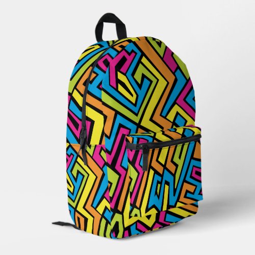 Colorful Neon Graffiti Street Art Back To School Printed Backpack