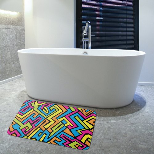 Colorful Neon Graffiti Street Art Pattern  Bath Mat