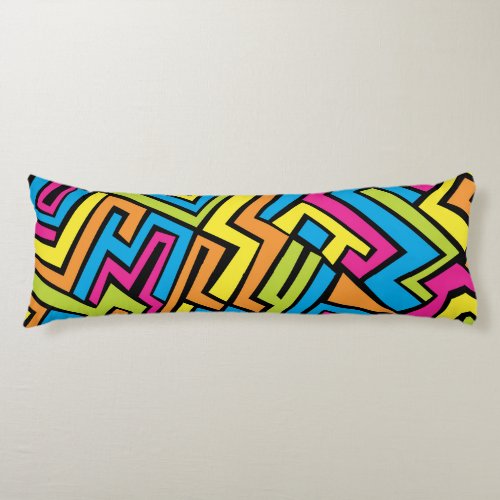 Colorful Neon Graffiti Street Art Pattern  Body Pillow