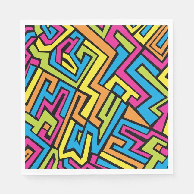 Colorful Neon Graffiti Street Art Pattern  Napkins (Front)