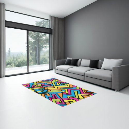 Colorful Neon Graffiti Street Art Pattern  Rug