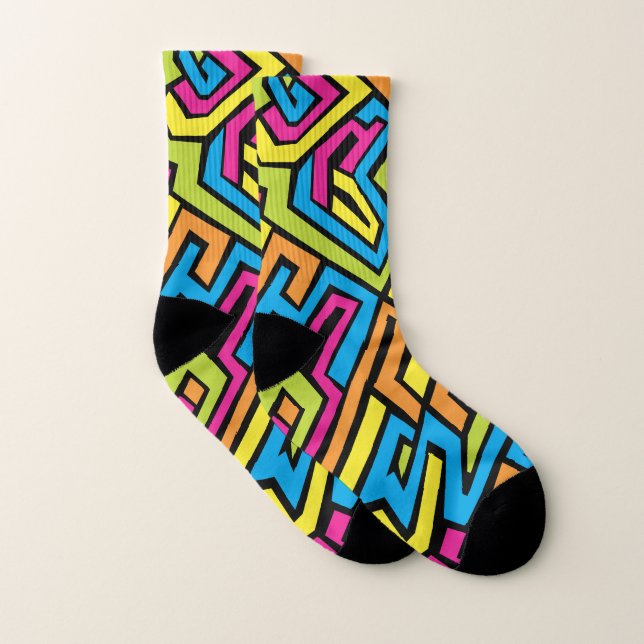 Colorful Neon Graffiti Street Art Pattern  Socks (Pair)