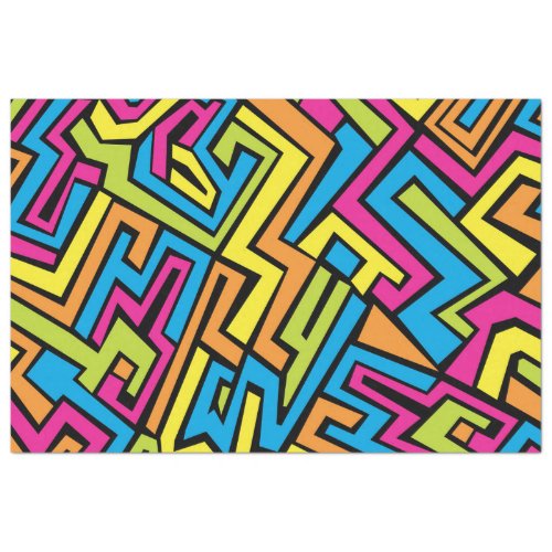 Colorful Neon Graffiti Street Art Pattern   Tissue Paper