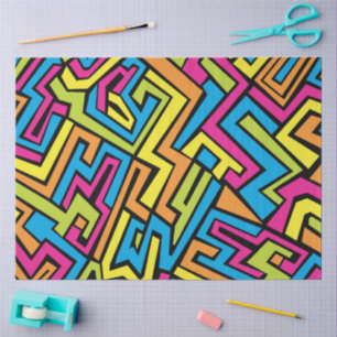 Colorful Neon Graffiti Street Art Pattern Tissue Paper