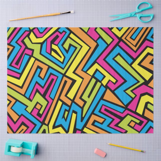 Colorful Neon Graffiti Street Art Pattern   Tissue Paper (Craft)