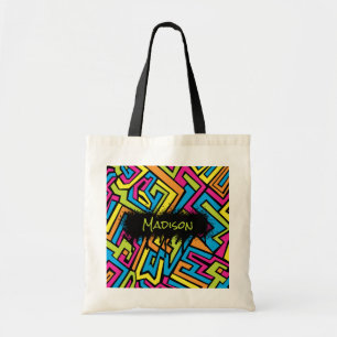 Colorful Neon Graffiti Street Art Pattern Tote Bag